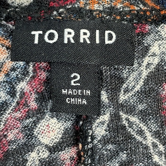 Torrid Kimono Open Front Cardigan Black Print Size 2 - Picture 14 of 16